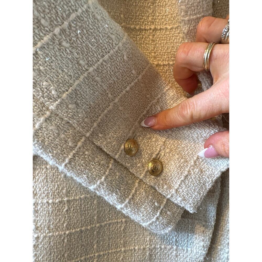 L'agence Chamberlain Blazer Single Button Safari Ecru Sparkle Cream 2 - Picture 16 of 16